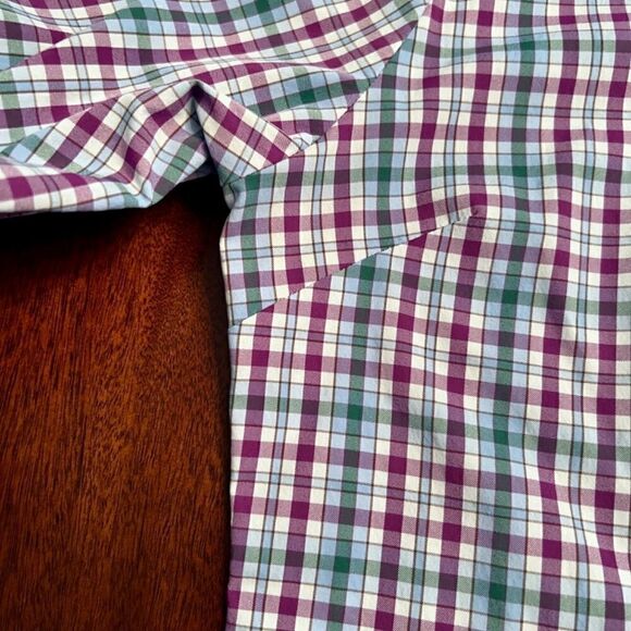 NEW Women's Peter Millar Roll Sleeve Performance Button Up Plaid Shirt Sz LARGE - Picture 4 of 4